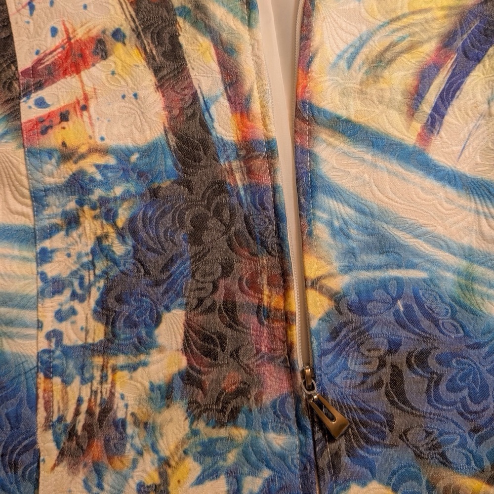 Kaktus Quilted Jacket Art to Wear Artsy Abstract Womens XL Colorful Avant Garde - Picture 7 of 7